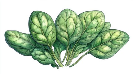 Fototapeta premium fresh spinach leaves isolated catoon