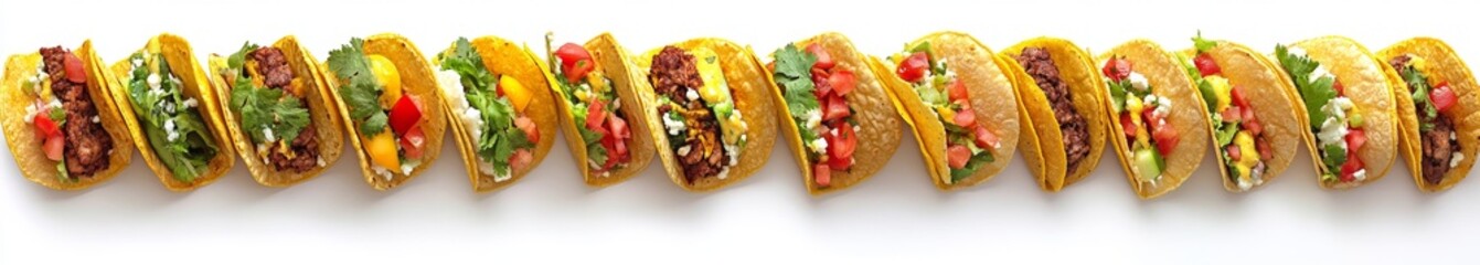 Assorted Tacos Arranged on White Surface