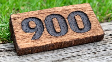 Wooden 900 number sign outdoors
