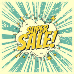 Sale comic cartoon pop art promotion background