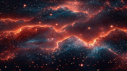 Obraz premium Celestial Inferno A fiery nebula in deep space