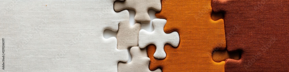 Poster Textured Jigsaw Puzzle Close-Up Hands Aligning Pieces on Minimal Background - Collaborative Business Imagery for Innovative Market Solutions in Professional Development