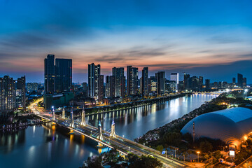 Naklejka premium Urban real estate near Shangying Bridge on the Grand Canal in Tongzhou District, Beijing, China