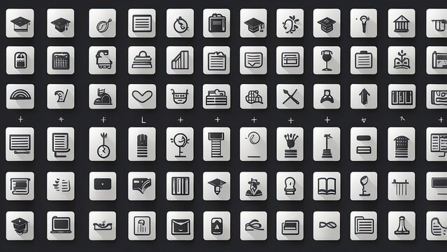 "Education Icons Collection: Flat Design, Thin Outline Set of Academic and Educational Symbols"