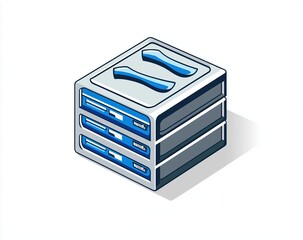 Isometric Pixel Art Illustration of a Server Stack