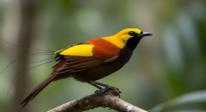 Brightly Colored Bird Perched on a Branch in a Tropical Forest