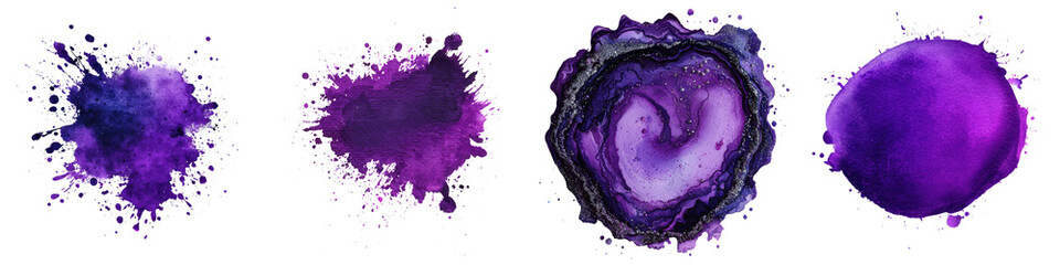 Obraz premium Vibrant Fluid Motion Abstract Purple Ink Splash Backdrop Mesmerizing and eye catching digital artwork with dynamic textured paint splatters and fluid movements in shades of purple violet and blue