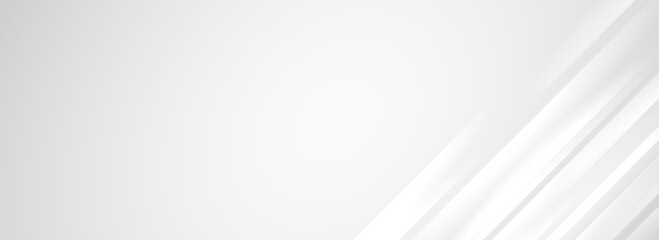 Diagonal grey gradient line background. Abstract silver striped wallpaper. Light gray tech backdrop. Oblique gris texture for graphic design, presentation, poster, banner, flyer, brochure. Vector