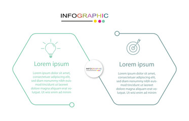 2 step line process infographic template vector element with icons and business information