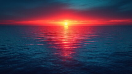 Fototapeta premium Vibrant Sunset over Calm Ocean Waters