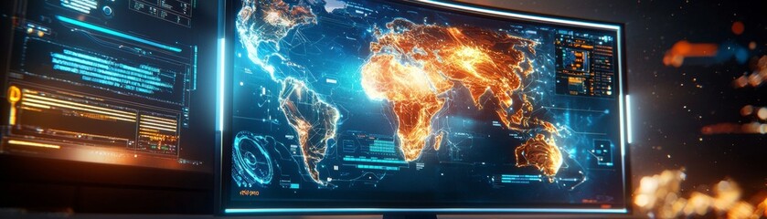 Global Network Data Visualization on Modern Curved Monitor