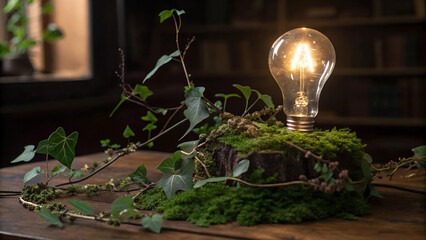 Hand holding light bulb against nature on green leaf, Sustainable developmen and responsible, leaf with energy sources Sustainable developmen