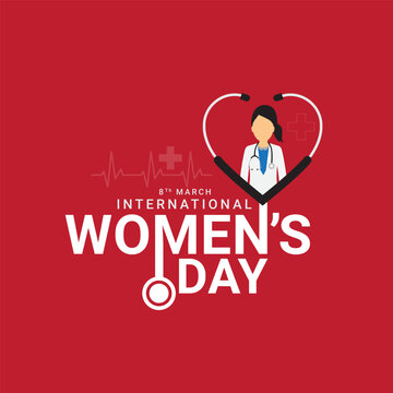 Women's Day Doctor, Nurse, Medical Staff editable vector illustration creative design with statoscope female doctor model and medical sign #IWD2025   #AccelerateAction