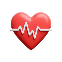 red heart with heartbeat 3d image 