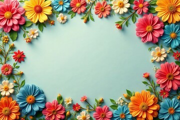 Colorful retro flower pattern with small blossoms on a textured backdrop, ornate, ornamental, elegant
