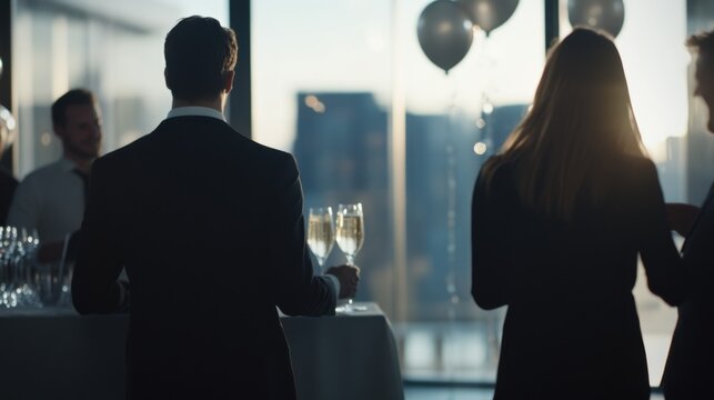 Executive departures with a farewell gathering at the office. Featuring team support and career transition