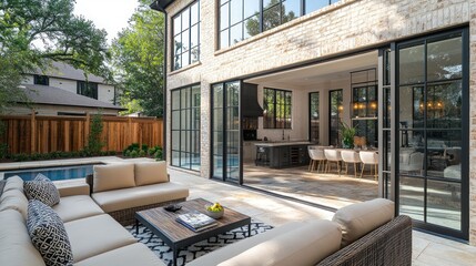 Modern Patio Opens to Gourmet Kitchen