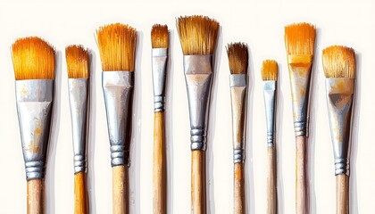 Fototapeta premium Paintbrushes on white background, art supplies