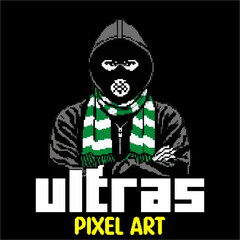 Ultras hooligan football supporter vector design in pixel art