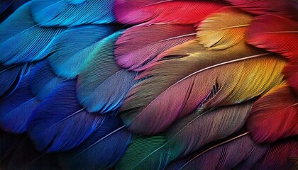 Obraz premium Shimmering Plumage – Delicate feather textures that glisten with a spectrum of iridescent hues.