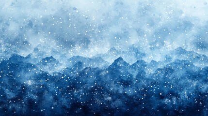 Obraz premium Serene Winter Mountain Range Watercolor Painting