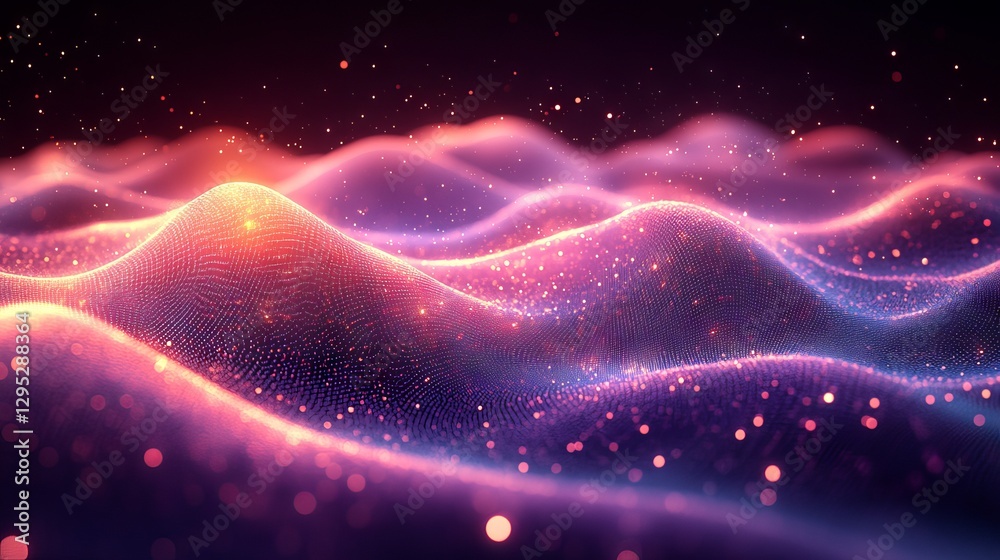 Wall mural trendy abstract wireframe background with modern science and technology art elements – surface illus
