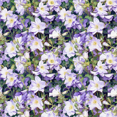 Abstract Purple and White Flower Pattern Seamless Background Design Floral