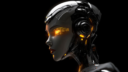 Sci-Fi Female Robot with Smooth White Skin