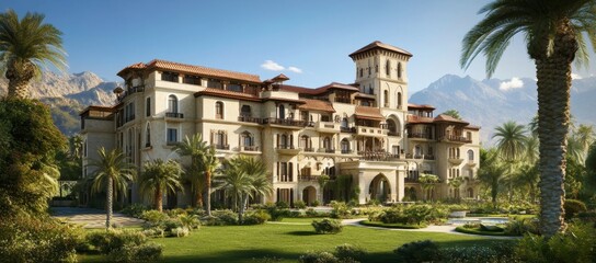 Obraz premium Luxurious Mediterranean Estate Exterior