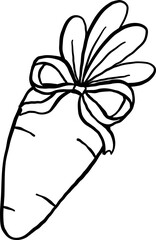 Coquette Carrot with Bow Outline Coloring Image