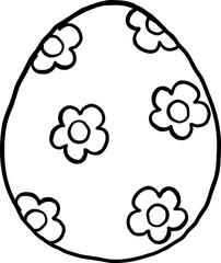 Groovy Easter Pink Egg daisy Pattern Doodle Outline Coloring Image