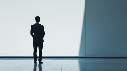 Obraz premium Executive departures with a farewell speech at a company event. Featuring leadership change and career transition