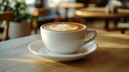 Aromatic Latte in a Cozy Coffee Shop Setting