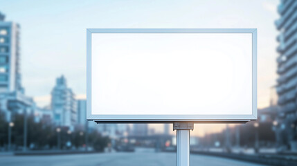 Fototapeta premium Empty Billboard in City: An empty billboard stands prominently in the heart of a bustling city.