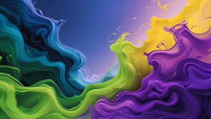 Abstract Colorful Blue Background with Smoke and Flowing Waves