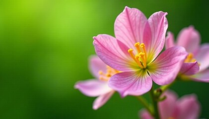 Obraz premium Close-up of delicate primrose blossoms against green backdrop, plant, peaceful, seasonal
