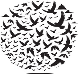 Fototapeta premium bird set silhouette vector, set of black silhouettes of animals vector illustration, bird vector illustration isolated on white and black background