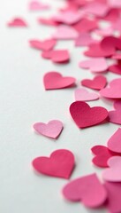 Obraz premium Close-up of heart-shaped confetti on clean white surface, anniversary, Celebration, wedding