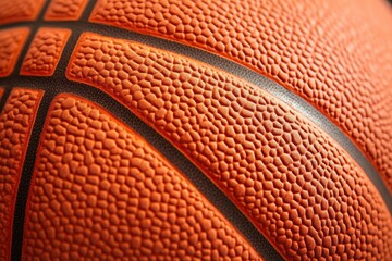 Fototapeta premium Close-up of an orange basketball's textured surface. Ideal for sports, fitness, or texture-related projects.