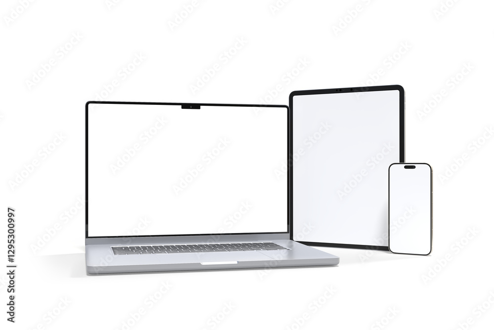Canvas Prints 3d realistic laptop, tablet and smartphone digital device mockup with blank screen isolated on backg
