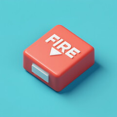 3D icon of a fire alarm in red color