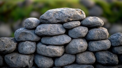 Stacked Grey Stones, Natural Rock Wall Texture