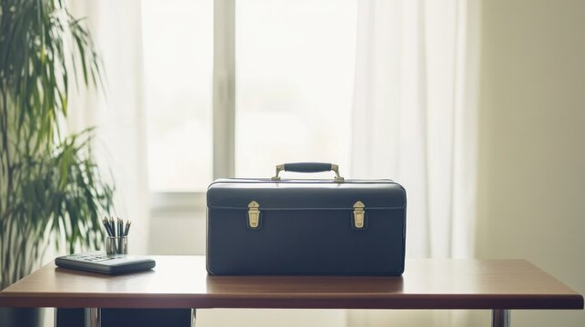 Executive departures with a leader鈥檚 desk with personal items packed. Featuring career shift and leadership transition