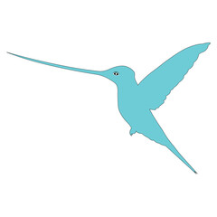 Flying bright tropical hummingbird. Beautiful bird with outline. Tropical nature wildlife design element cartoon vector