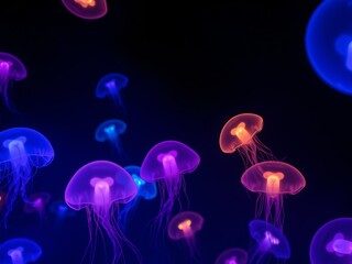 Mesmerizing Underwater Scene Featuring Graceful Jellyfish Gliding Through Crystal Clear Ocean Waters