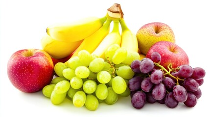 Vibrant Fruit Still Life: Apples, Bananas, and Grapes