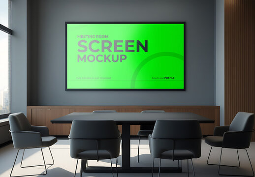Screen Meeting Room TV Mockup With Generative AI