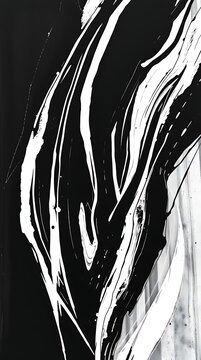 An Abstract Composition Utilizing Dynamic Lines And Shapes In A Monochromatic Palette Of Deep Blacks And Stark Whites, Emphasizing Stark Contrasts And Creating A Powerful Visual Impa.