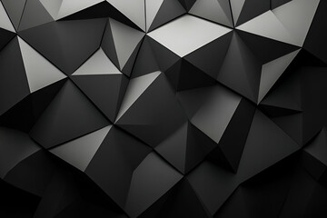Fototapeta premium Abstract Geometric Dark Background with Triangular Facets and Subtle Lighting for Modern Designs, Presentations and Creative Projects