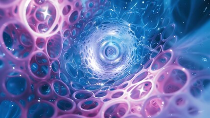 Abstract Cosmic Swirl with Bright Colors and Intricate Patterns Emanating Energy and Depth